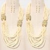 Social Butterfly Collection New Long Cream Color Stone Embellished Pearl Necklace
