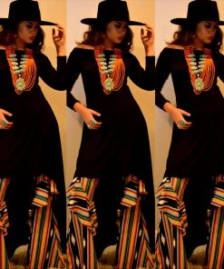 Social Butterfly Collection New Arrivals Black Multi Print Ruffle Wide Leg Pants