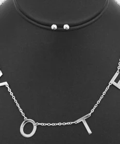 Social Butterfly Collection Gold Or Silver VOTE Necklace