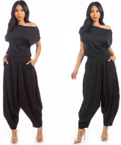 Social Butterfly Collection New Arrivals Two Piece Black Harem Pant Set
