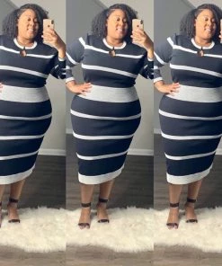 Social Butterfly Collection Jersey Knit Navy Blue White Midi Dress 12 Social Butterfly Collection Jersey Knit Navy Blue White Midi Dress