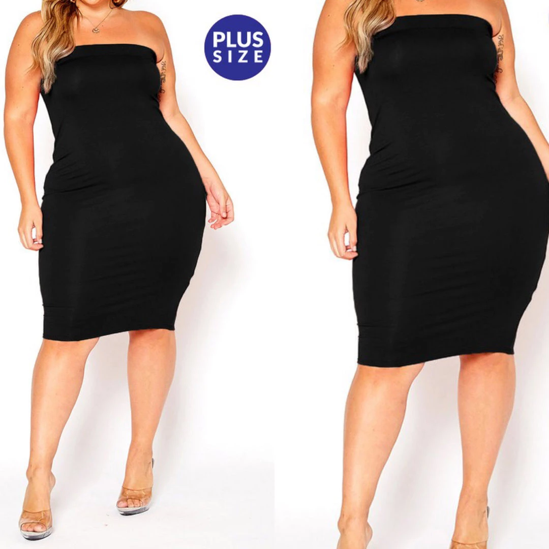 Social Butterfly Collection New Arrivals Plus Size Black Strapless Tube Top Dress 4 Social Butterfly Collection New Arrivals Plus Size Black Strapless Tube Top Dress