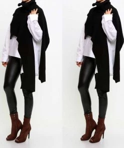 Social Butterfly Collection Accessories Black Asymmetrical Sweater Scarf