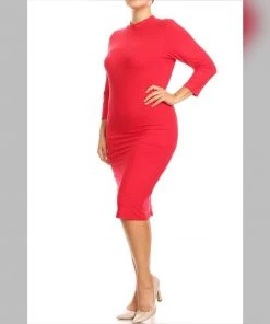 Social Butterfly Collection Plus Sizes Red Mock Neck Fitted Knee Length Dress 40 Social Butterfly Collection Plus Sizes Red Mock Neck Fitted Knee Length Dress