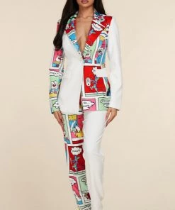 Social Butterfly Collection New Arrivals Color Block Plus Size Two Piece Pant Suit