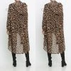 Social Butterfly Collection Sheer Animal Print High Low Front Zipper Dress Top New Arrivals