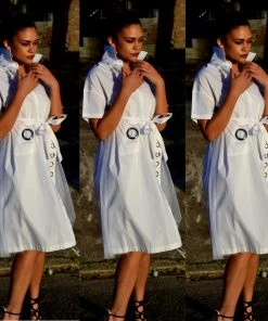 Social Butterfly Collection White Or Black Button Down Grommet Detail Top