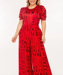 Social Butterfly Collection New Arrivals Red Black Vogue Print Palazzo Pants
