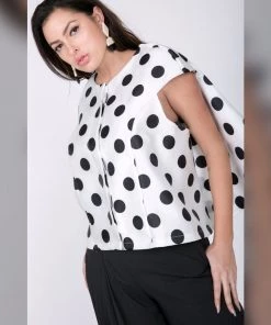 Social Butterfly Collection White Black Polka Dot Cascading Back Jacket 27 Social Butterfly Collection White Black Polka Dot Cascading Back Jacket