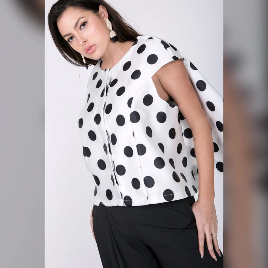 Social Butterfly Collection White Black Polka Dot Cascading Back Jacket 15 Social Butterfly Collection White Black Polka Dot Cascading Back Jacket
