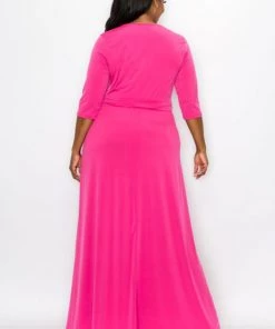 Social Butterfly Collection Pink Faux Wrap Maxi Dress 11 Social Butterfly Collection Pink Faux Wrap Maxi Dress
