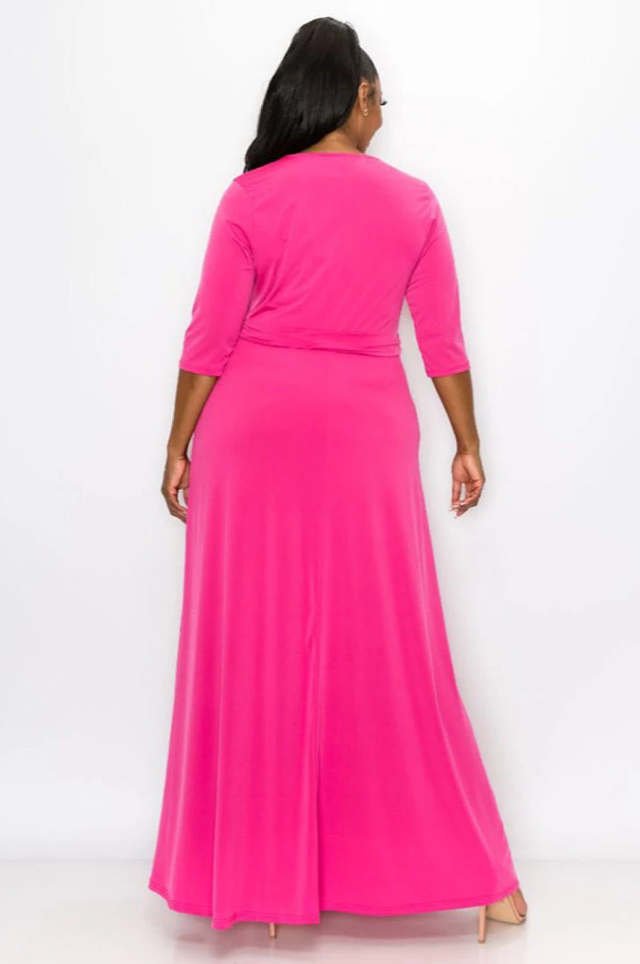 Social Butterfly Collection Pink Faux Wrap Maxi Dress 7 Social Butterfly Collection Pink Faux Wrap Maxi Dress