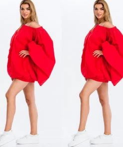 Social Butterfly Collection Red Boho Style Dress Top