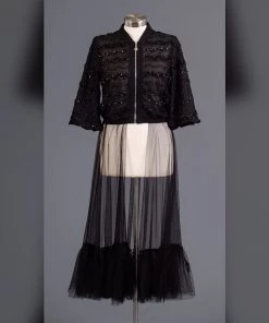 Social Butterfly Collection Sheer Black Front Zipper Dress Top