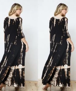 Social Butterfly Collection New Arrivals Tie Dye Print Long Maxi Handkerchief Dress