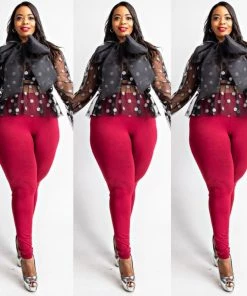 Social Butterfly Collection Plus Size Red Legging Pants