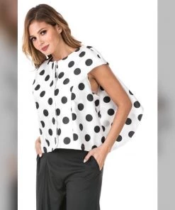 Social Butterfly Collection White Black Polka Dot Cascading Back Jacket 21 Social Butterfly Collection White Black Polka Dot Cascading Back Jacket