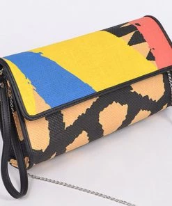 Social Butterfly Collection Abstract Print Multi Color Clutch Handbag