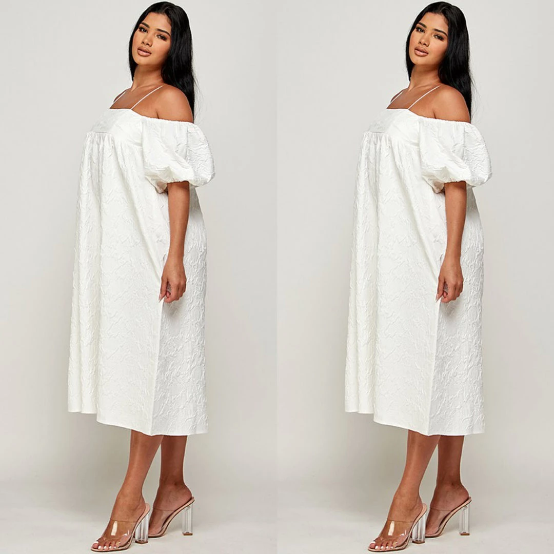 Social Butterfly Collection New Arrivals Textured Cold Shoulder Off White Dress 7 Social Butterfly Collection New Arrivals Textured Cold Shoulder Off White Dress