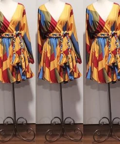 Social Butterfly Collection Multi Color Abstract Print Plus Size Dress Top New Arrivals