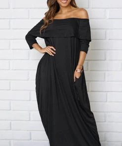 Social Butterfly Collection Black Off The Shoulder Maxi Dress New Arrivals