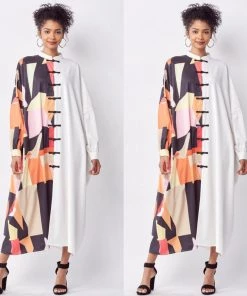 Social Butterfly Collection Plus Size Print Color Block Vintage Dress New Arrivals
