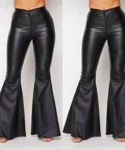 Social Butterfly Collection Black Faux Leather Bell Bottom Pants Plus Sizes 15 Social Butterfly Collection Black Faux Leather Bell Bottom Pants Plus Sizes