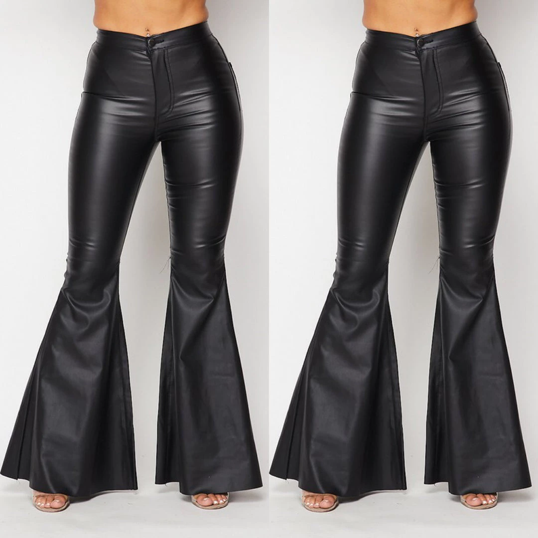 Social Butterfly Collection Black Faux Leather Bell Bottom Pants Plus Sizes 5 Social Butterfly Collection Black Faux Leather Bell Bottom Pants Plus Sizes