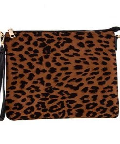 Social Butterfly Collection Sale Leopard Animal Print Faux Cowhide Crossbody Clutch Handbag