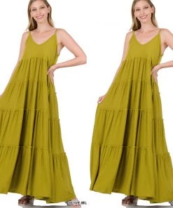 Social Butterfly Collection New Arrivals Plus Size Olive Mustard Cotton Sundress
