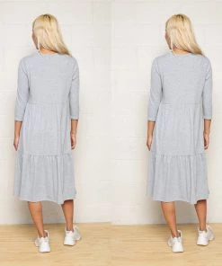 Social Butterfly Collection Sale Gray Plus Size T-Shirt Baby Doll Style Dress