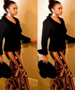 Social Butterfly Collection New Arrivals Black Multi Print Ruffle Wide Leg Pants