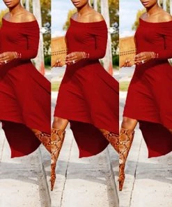 Social Butterfly Collection New Arrivals Burgundy Red Off The Shoulder High Low Dress Top