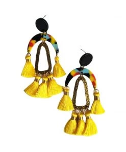 Social Butterfly Collection Yellow Multi Dangle Earrings