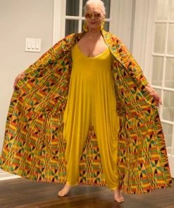 Social Butterfly Collection Yellow Orange African Print Kimono Duster