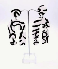 Social Butterfly Collection Sale European White Black Dangle Earrings