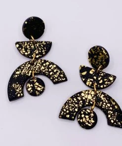 Social Butterfly Collection Sale European Black Gold Small Dangle Earrings