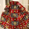 Social Butterfly Collection Red Yellow Black White African Print Kimono Duster