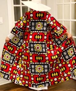 Social Butterfly Collection Red Yellow Black White African Print Kimono Duster