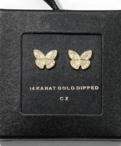 Social Butterfly Collection 14 Karat Gold Dipped Butterfly Earrings Sale
