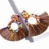 Social Butterfly Collection Multi Color Woven Bead Detail Fan Earrings