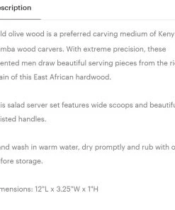 Social Butterfly Collection African Twisted Olive Wood Salad Server Set