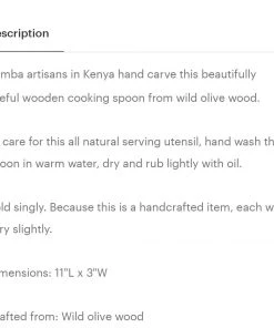 Social Butterfly Collection African Square Wild Olive Wood Cooking Spoon Sale