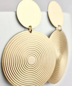 Social Butterfly Collection Brush Gold Circular Statement Earrings
