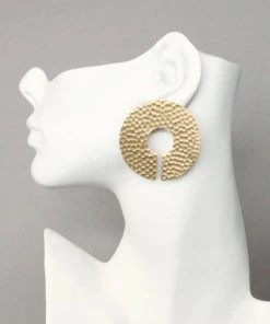 Social Butterfly Collection Hammered Gold Cut Full Moon Earrings New Arrivals