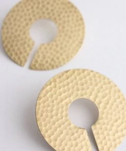 Social Butterfly Collection Hammered Gold Cut Full Moon Earrings New Arrivals