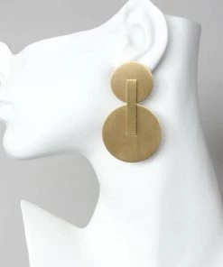 Social Butterfly Collection Double Circle Gold Bar Earrings