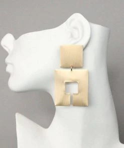 Social Butterfly Collection Double Square Gold Earrings New Arrivals