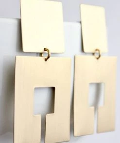 Social Butterfly Collection Double Square Gold Earrings New Arrivals