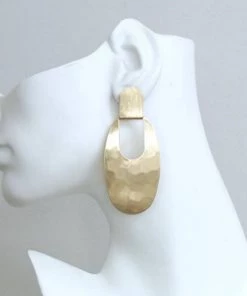 Social Butterfly Collection New Arrivals Hammered Long Slim Hoop Earrings